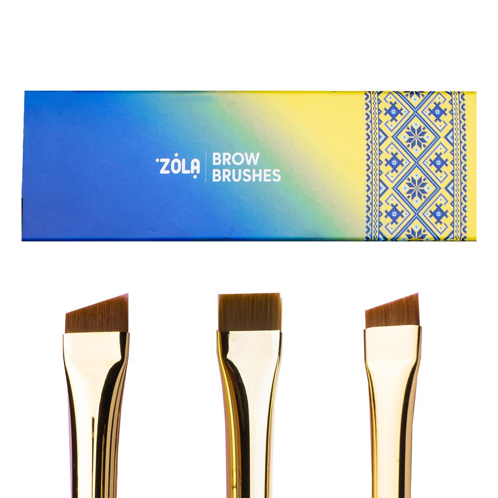 ZOLA Набір пензлів для фарбування брів BROW BRUSHES UKRAINIAN EDITION професійний