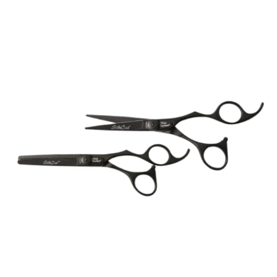 Набір ножиць SiltCut (прямі 575 + філіровочні 635) чорні матові