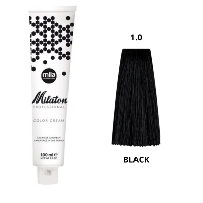 Крем-фарба з кератином MILATON PROFESSIONAL - 1.0 Black