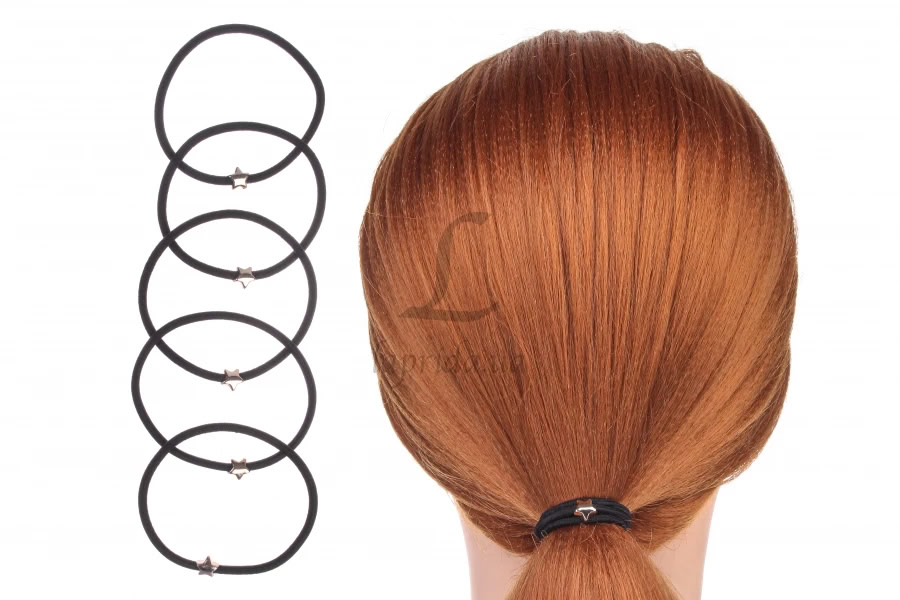 Резинка тонка чорна зірочка 5шт.