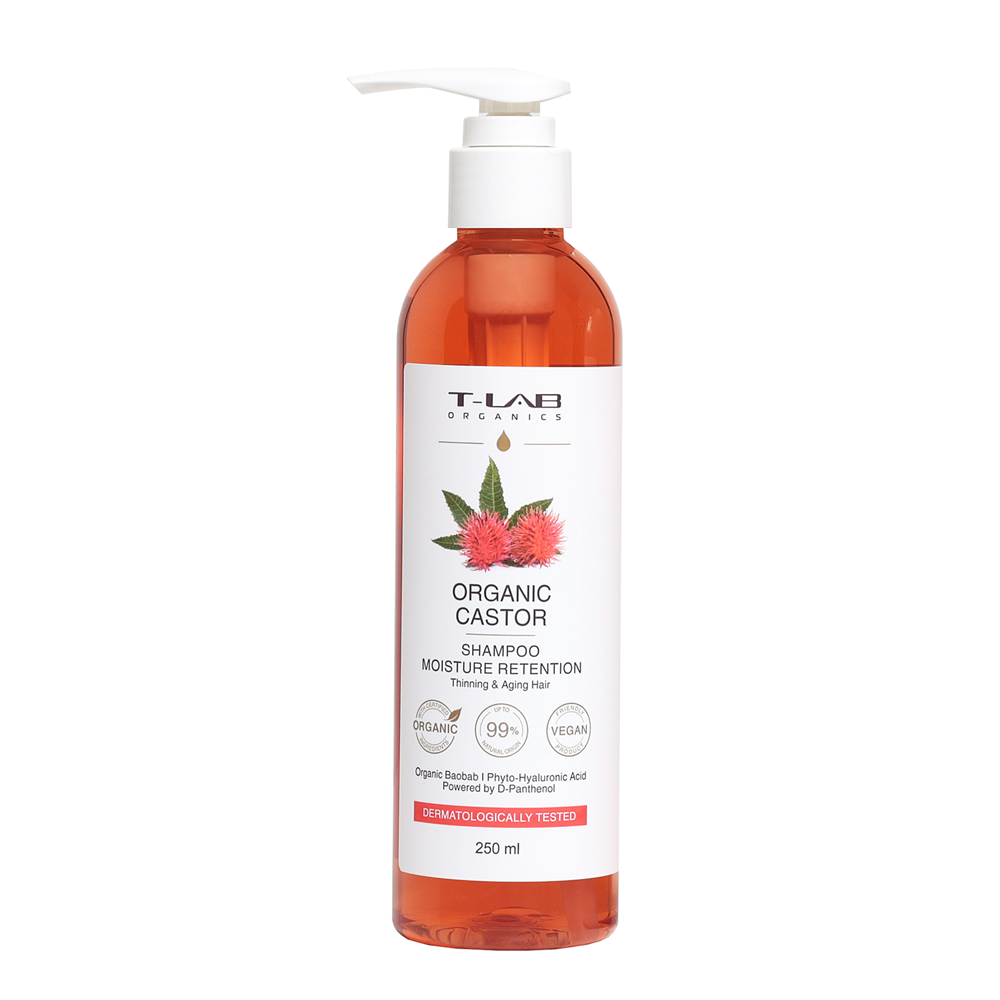 Шампунь для тонкого та вікового волосся T-Lab Organics Organic Castor Shampoo, 250мл