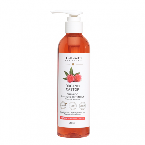 Шампунь для тонкого та вікового волосся T-Lab Organics Organic Castor Shampoo, 250мл