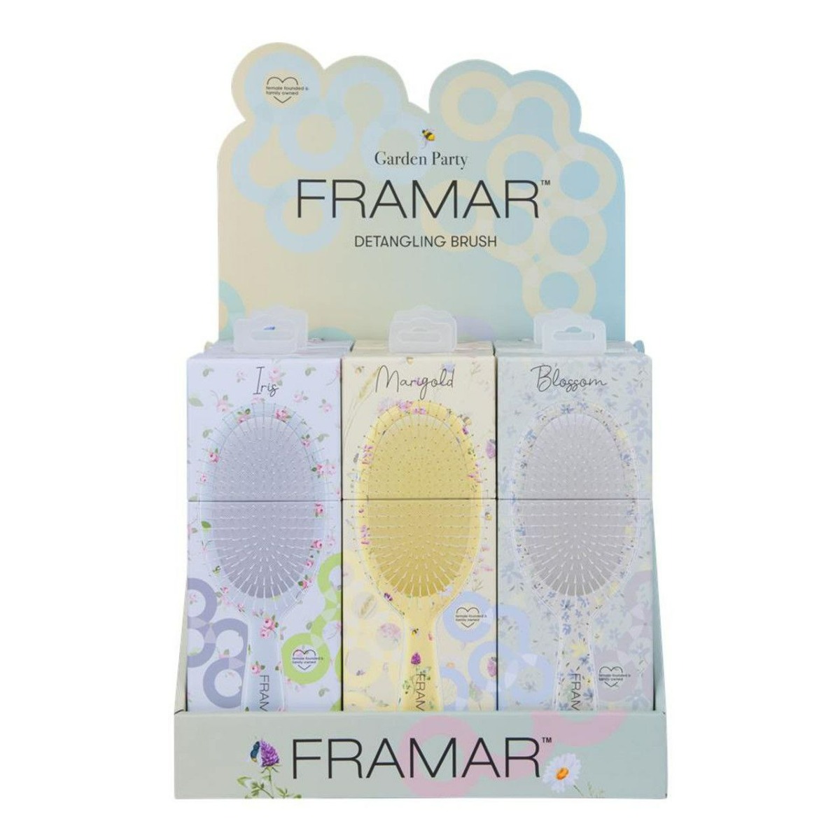 Дисплей - 9 щіток для волосся  Detangle Brush - Garden Party 