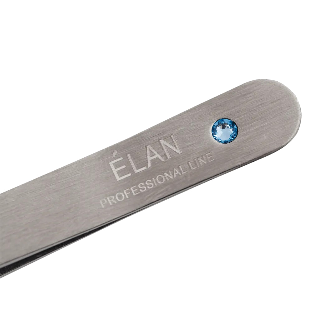 Пінцет для брів проф. ELAN Classic срібний з камінчиком
