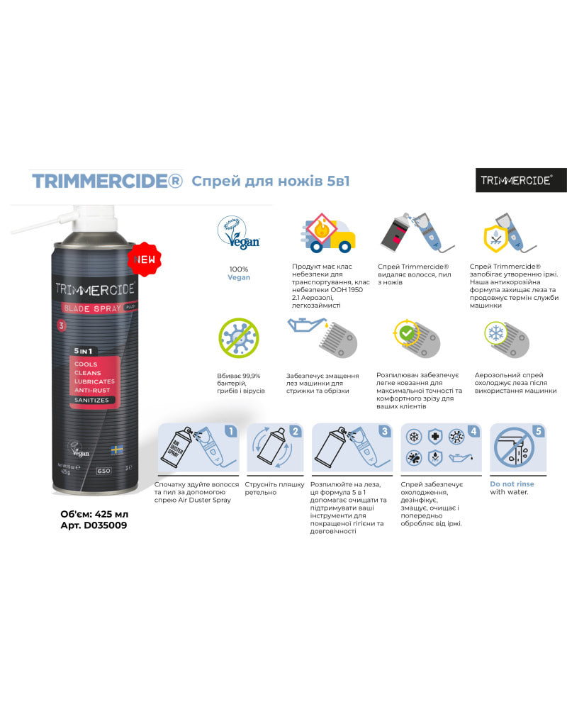 Спрей для догляду за машинками 5в1 Trimmercide + Plus 5in1, D035009, 425 мл - фото 2
