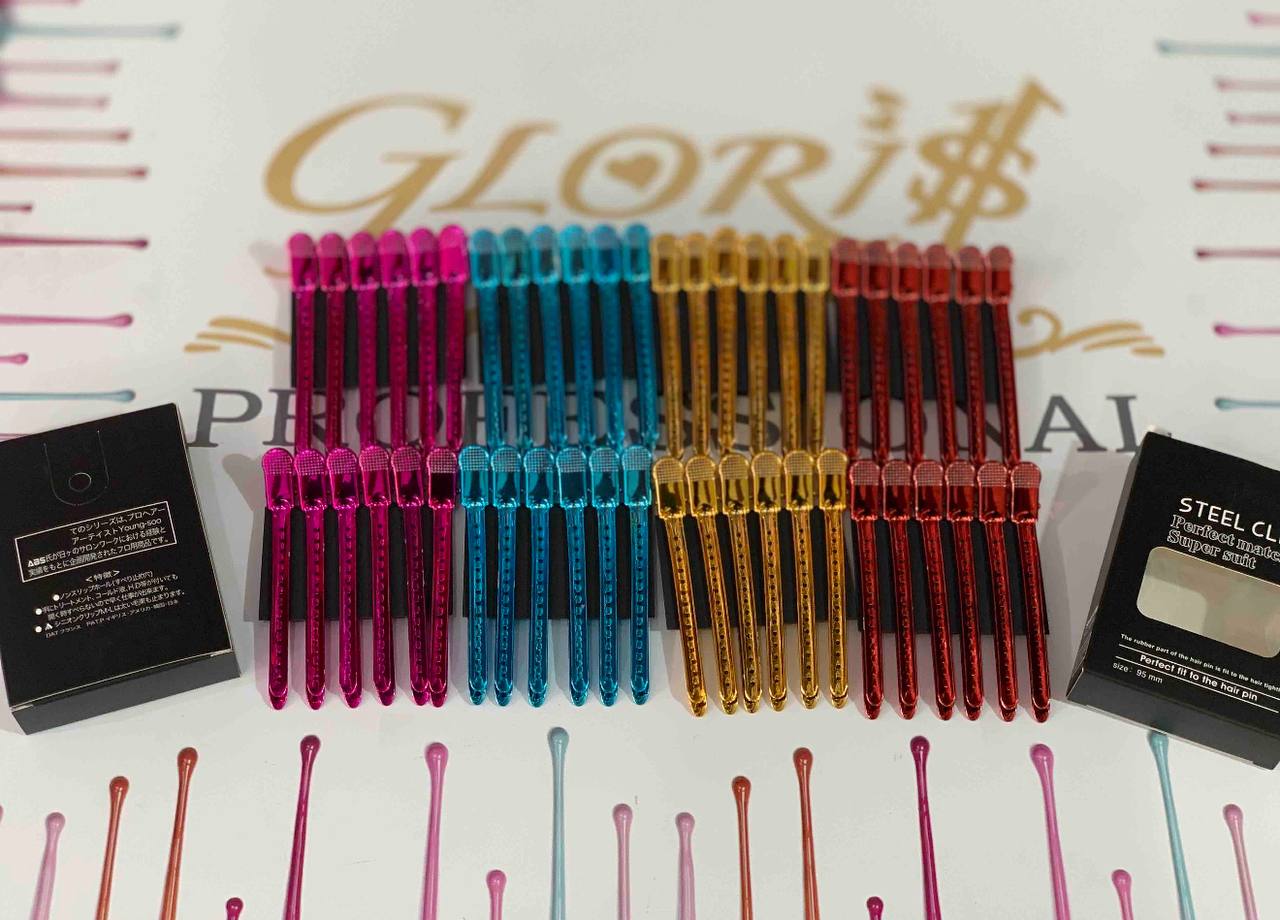 Затискачі для волосся металеві кольорові 12шт в упак