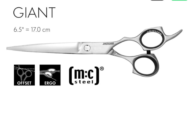 Ножиці прямі 6.5" Giant для стрижки професійні Jaguar Black Line [MC Steel] 
