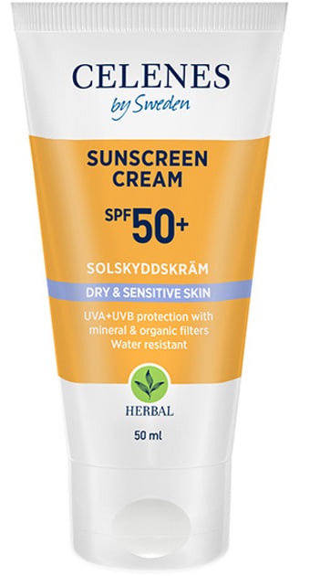 Celenes Сонцезахисний крем для сухої та чутливої шкіри SPF 50+, 50мл 