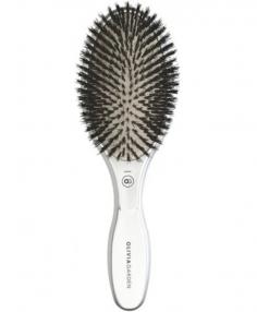 Щітка для нарощеного волосся Oval Boar Silver з натуральною щетиною