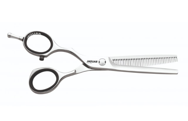 Ножиці філірувальні для шульги 5.25" 39 зубців Diamond E Left для стрижки професійні Jaguar Gold Line арт. J-24526