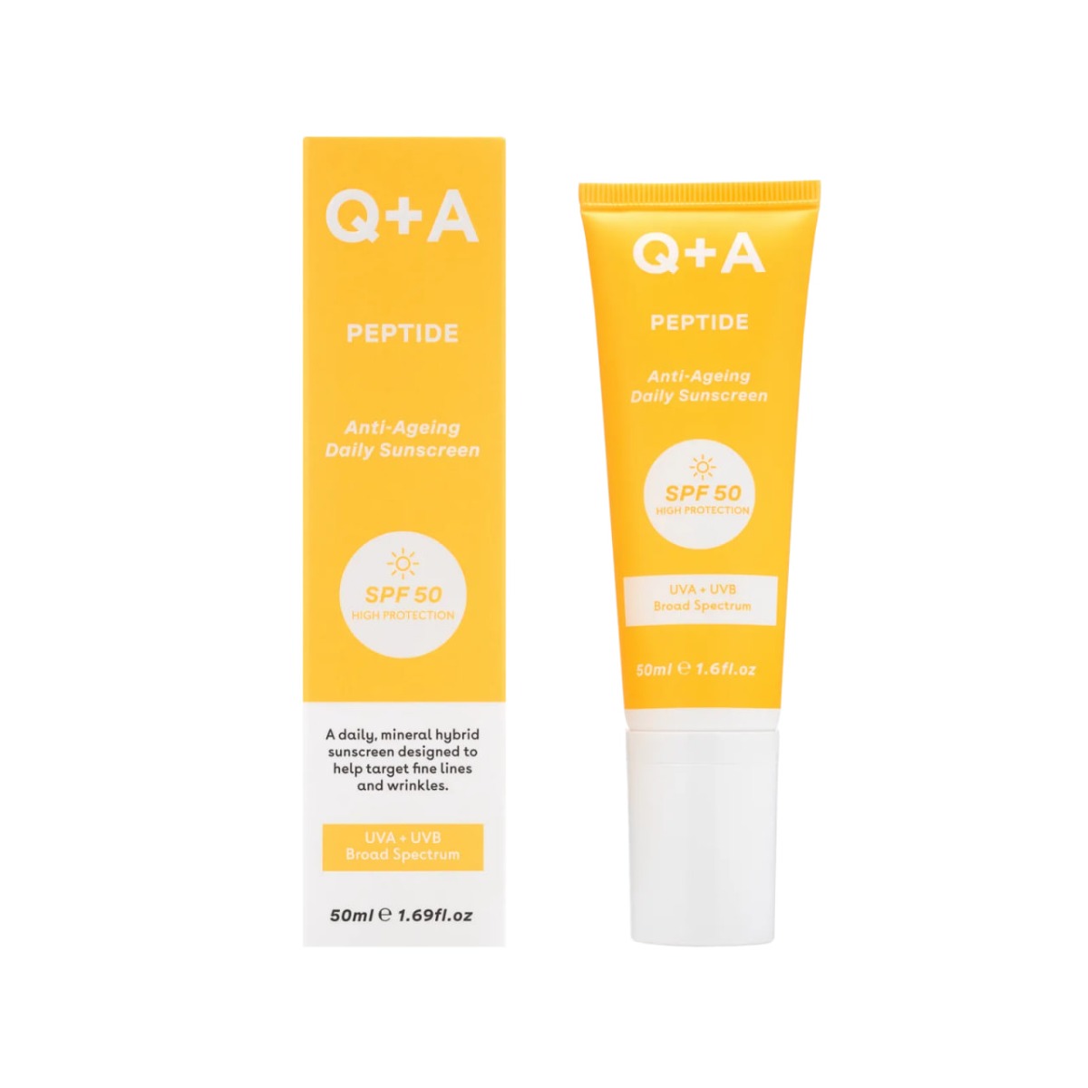 Антивіковий сонцезахисний крем для обличчя Q+A Peptide Anti-Ageing Daily Sunscreen 50ml