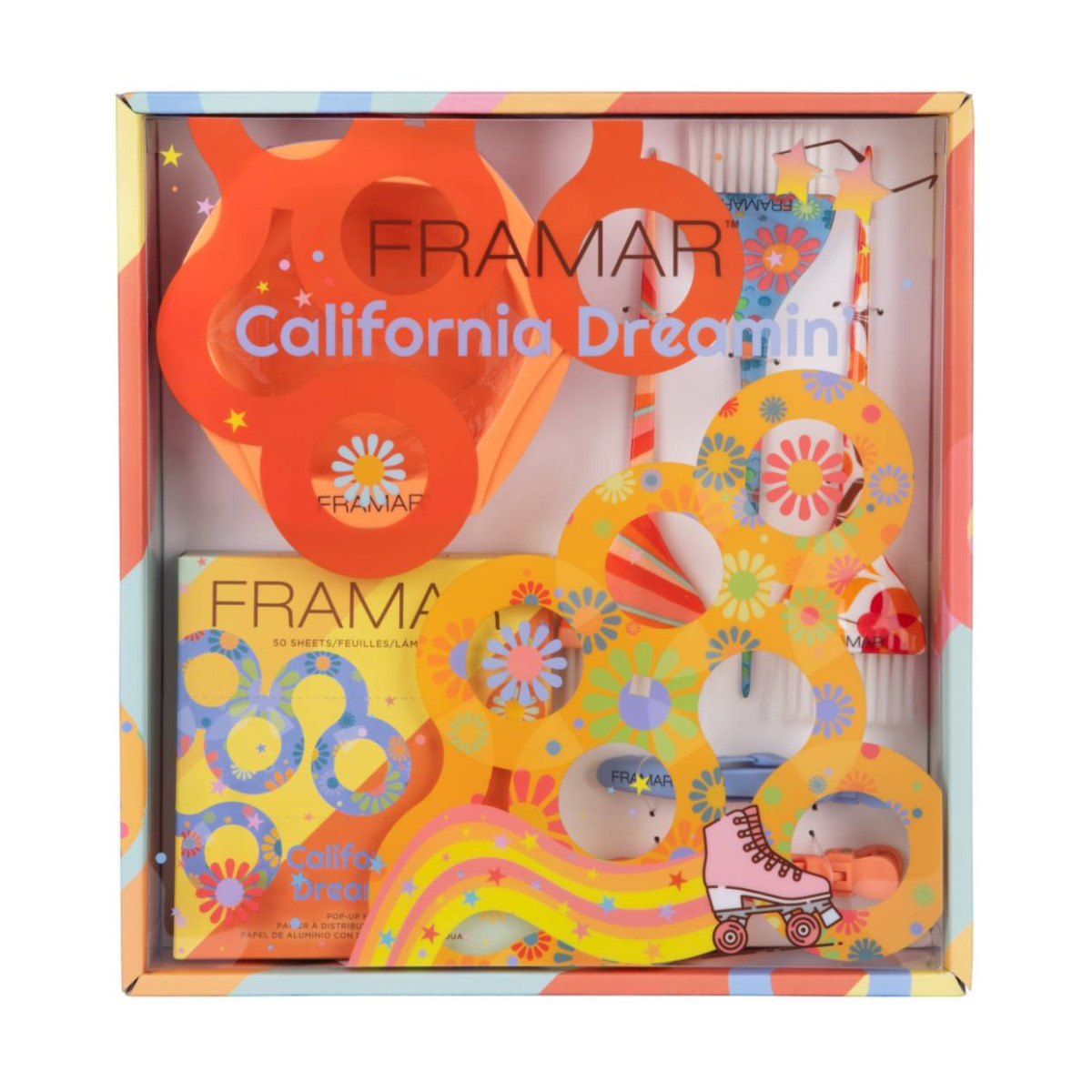 Набір для колориста Framar California Dreamin` Kit , купити набір пензлів та мисочок для колориста , купити подарунок колористу , що можна подарувати майстру колористу , набір якісних інструментів для майстра фрамар , набір framar
