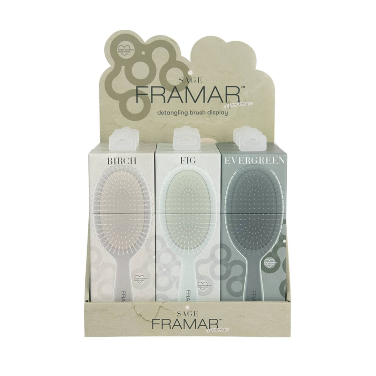 Дисплей - 9 щіток для волосся Detangle Brush - Neutrals Sage