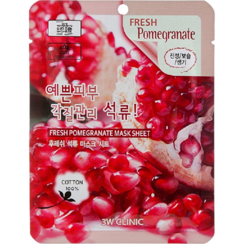 Маска для обличчя тканинна Екстракт гранату 3W CLINIC Fresh Pomegranate Mask Sheet, 23 мл